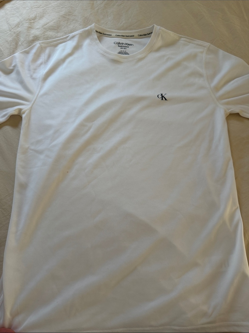 Calvin Klein White Short Sleeve Crew with Small CK Emblem